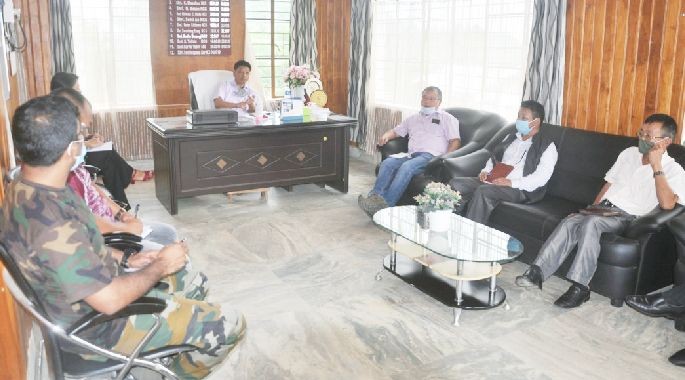 Peren District Task Force on COVID-19 meeting held at Deputy Commissioner's chamber, District Hq Peren on September 14. (DIPR Photo)